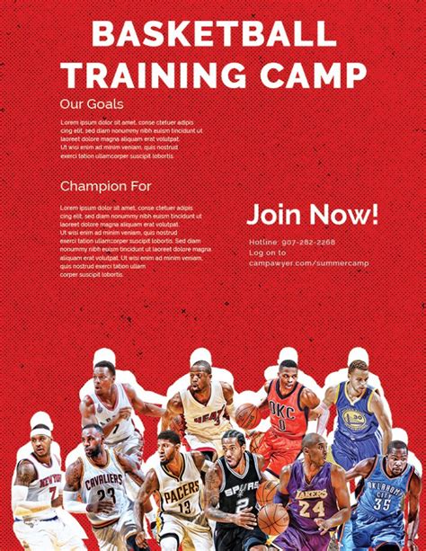 10printable Basketball Camp Flyer Template Free Psd Room