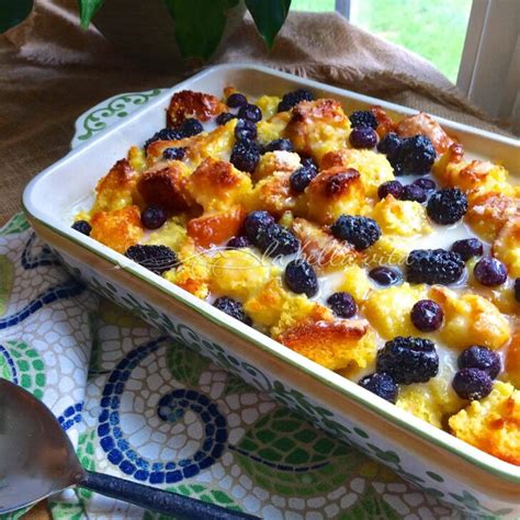 Blackberry And Blueberry Bread Pudding With Limoncello Glaze La Bella