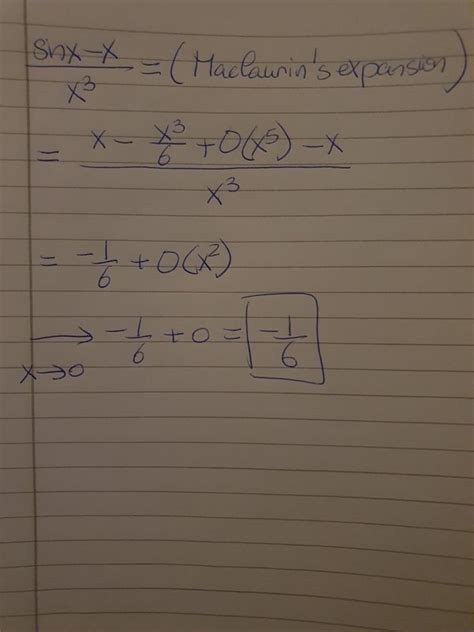 How to get the value of sin x x x³ as x approaches zero without