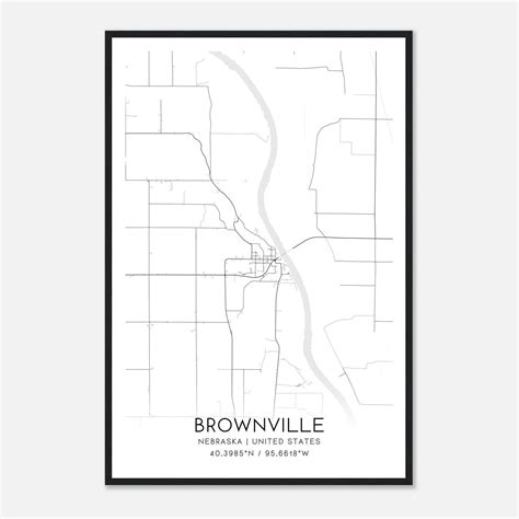 Brownville Nebraska Map Poster, Modern Home Decor Wall Art Print