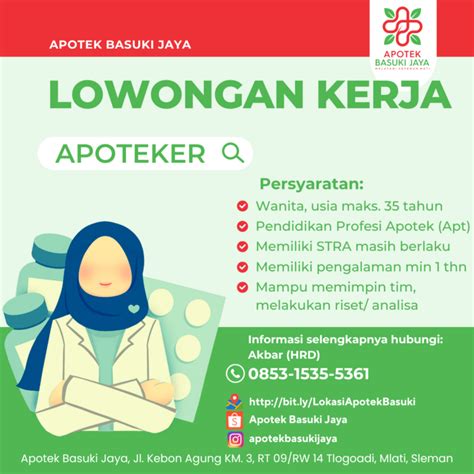 Lowongan Kerja Apoteker Di Apotek Basuki Jaya Lokerjogja Id