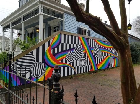 Colorful Houses And Street Murals In The Bywater Historic District