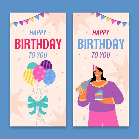 Free Vector Hand Drawn Birthday Celebration Vertical Banner