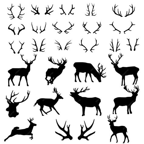 Premium Vector | Deer Antlers Forest Animnal Silhouette Clip art