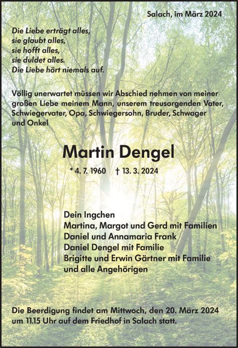 Traueranzeigen Von Martin Dengel S Dwest Presse Trauer