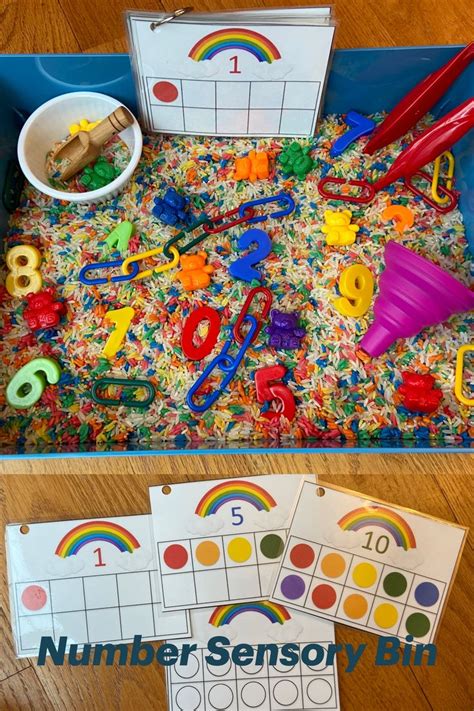 Number Sensory Bin With Rainbow Ten Frame Math Activity Etsy