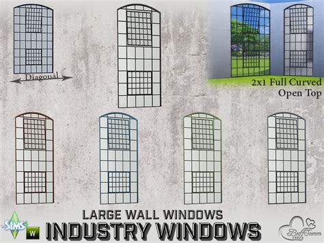 The Sims Resource Industry Windows Large Wall X Full Curved Open Top