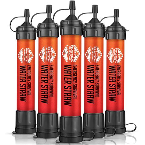 5 High Capacity Emergency Survival Water Straws Personal Filter For