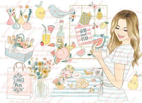 colorful summer clipart set