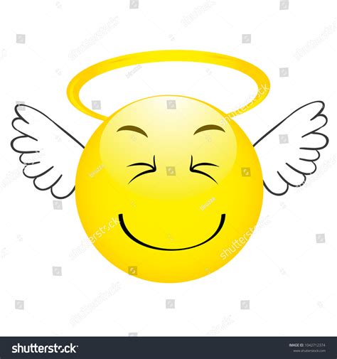 Cute Angel Emoticon Wings Emoji Smiley Stock Vector Royalty Free