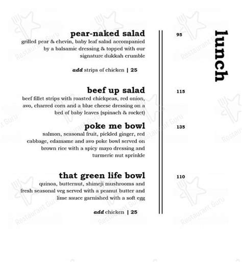 Menu At Naked Kitchen Coffee Bar Sandton Shop U