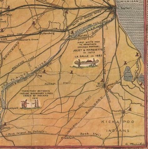 Illustrated map of Chicagoland in the 1850s, published in the Chicago ...