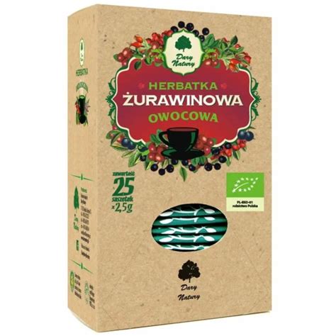 BIO herbatka żurawinowa 25 saszetek Dary Natury 62 5 g Zdrowy Sklep