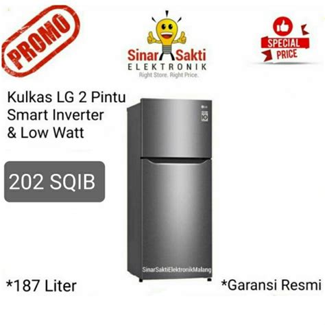 Jual Kulkas LG 2 Pintu GNB 202 SQIB Smart Inverter Garansi Resmi Lemari