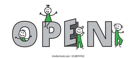 sign open cartoon characters funny vector stock vector royalty