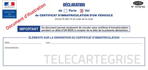 Duplicata de Carte Grise Volée Procédure Simplifiée TeleCarteGrise