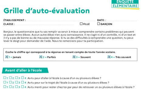 Harcèlement scolaire un questionnaire d auto évaluation distribué aux