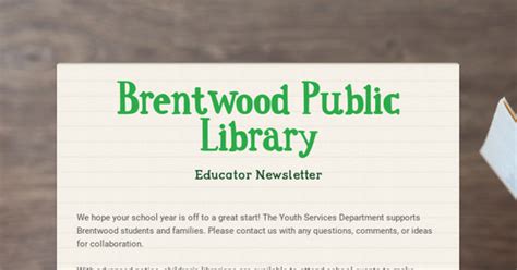 Brentwood Public Library | Smore Newsletters