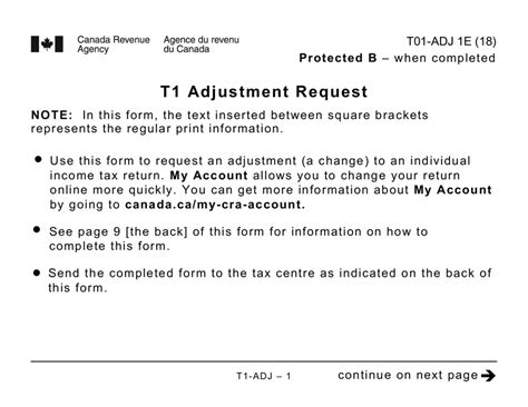 Form T1 Adj Fill Out Sign Online And Download Printable Pdf Canada