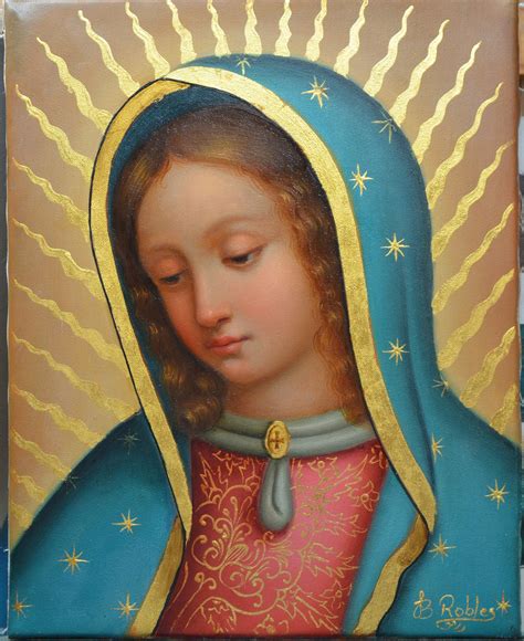 Our Lady Of Guadalupe Virgen De Guadalupe Original Oil Painting On Canvas Spanish Colonial Art