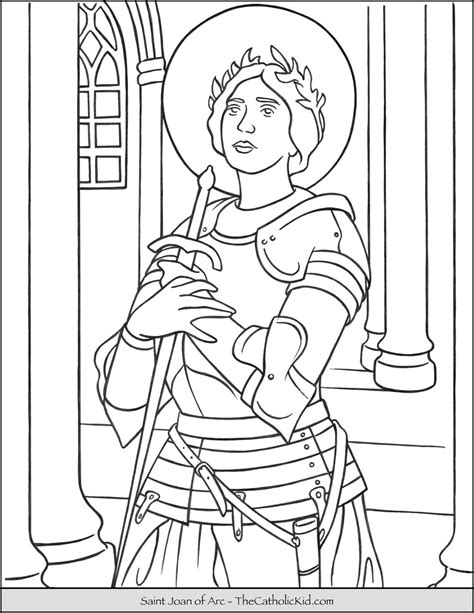 Saint Joan of Arc Coloring Page - TheCatholicKid.com