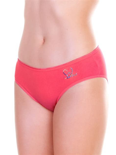 Angelina Cotton Bikini Panties With Love Embroidery Design 12 Pack