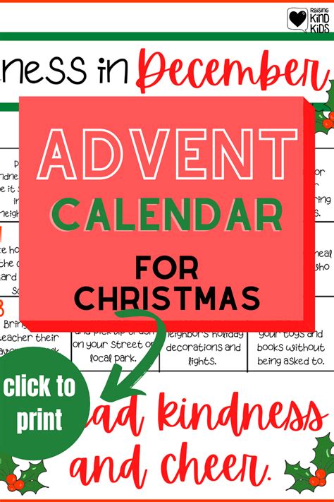 Christmas Kindness For Kids Daily December Advent Calendar