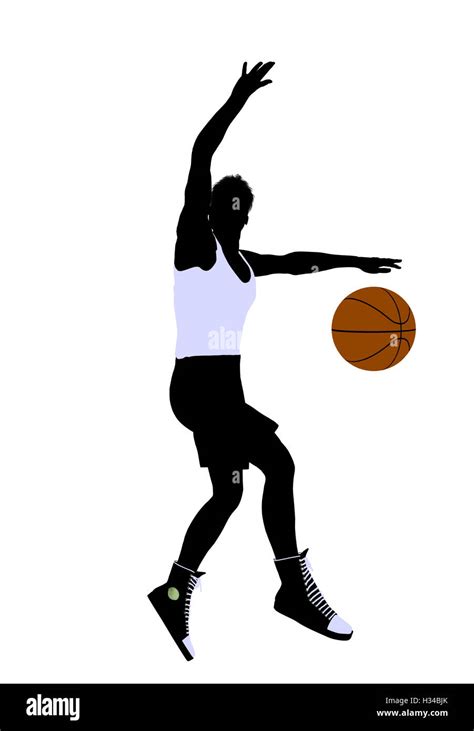 African American Basketball Player Illustration Silhouette Stock Photo