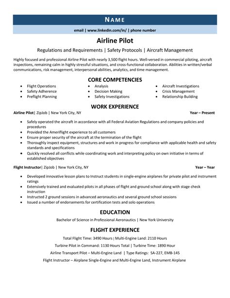 Airline Pilot Resume Example And 3 Expert Tips Zipjob