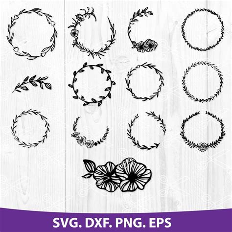 Sign Svg Eps Flower Wreath Svg Floral Svg Wreath Svg Dxf Line Drawing