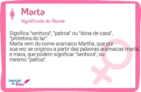 Significado Do Nome Marta Significado Dos Nomes