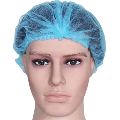 Sky Blue Inches Circle Plain Non Woven Disposable Bouffant Cap For