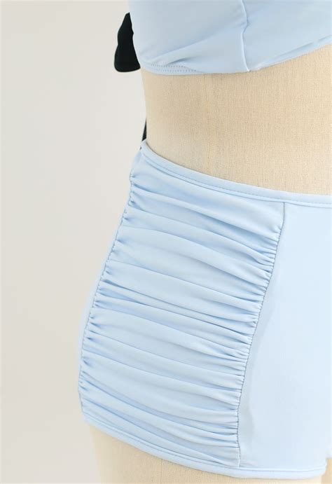 Bikini Set mit tiefem V Ausschnitt und Bowknot Rüschenbesatz Retro