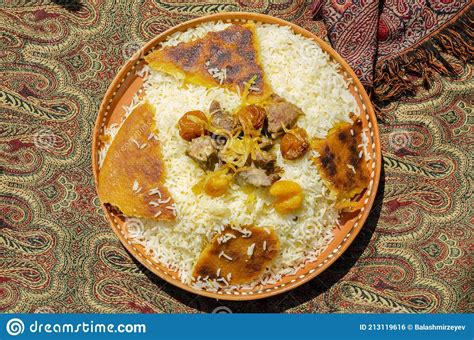 Traditional Caucasian Rice Dish Plov with Dry Fruits and Meat Stock ...