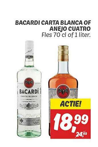 Bacardi Carta Blanca Of Anejo Cuatro Aanbieding Bij Dekamarkt Folders Nl