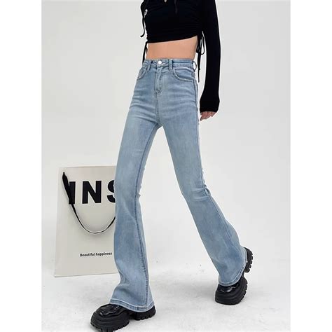 Jual Coco Trend Soul Jeans Biru Hitam Highwaist Stretch Cutbray