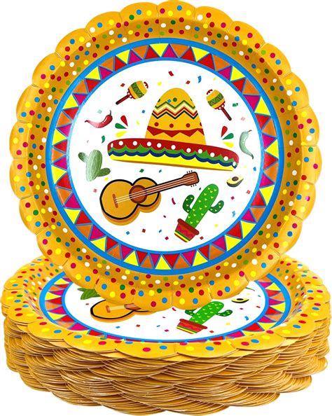 Blue Panda 80 Pack Mexican Fiesta Design Paper Plates For