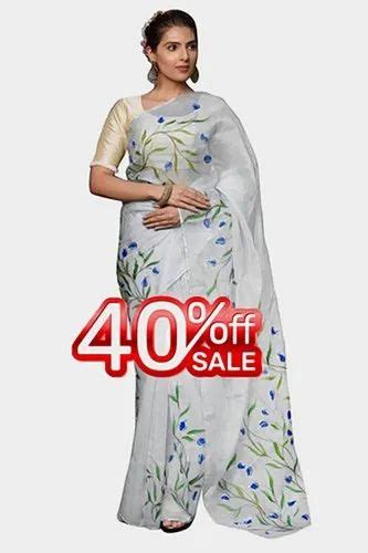 Organza Saree Floral Digital Printed Saree Manufacturer From Surat