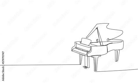 Grand piano one line art. Continuous line drawing of classical ...