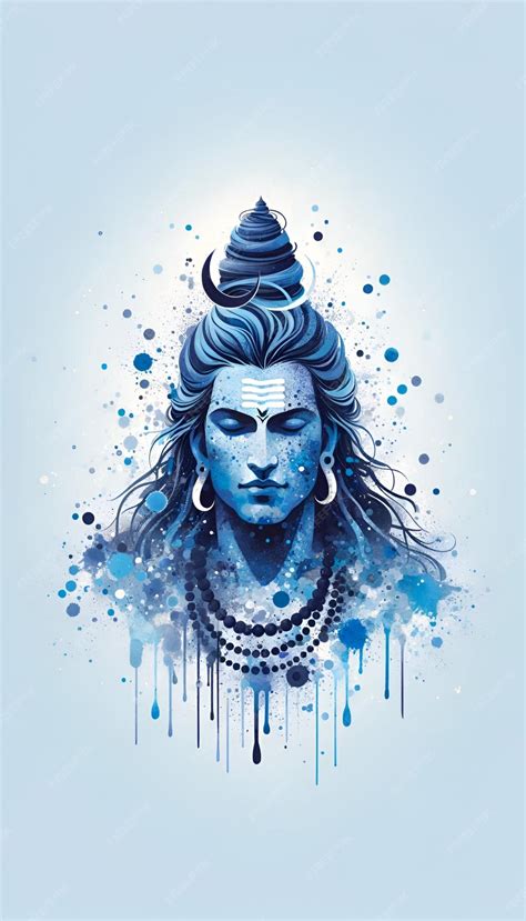 Illustration Of Lord Shiva Portrait In Watercolor Style Premium Ai