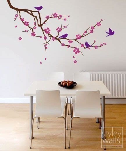 Cherry Blossom Branch And Birds Wall Decal Cherry Branch Wall Decal