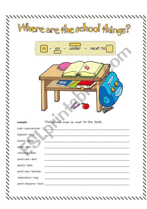 Prepositions Of Place In On Under Next To Esl Worksheet By Lisaweix