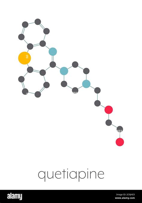 Quetiapine Antipsychotic Drug Molecule Stylized Skeletal Formula