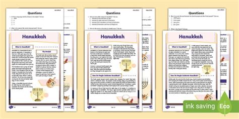 Lks Hanukkah Reading Comprehension Professor Feito