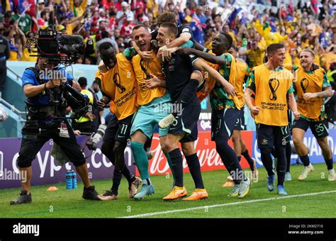 Australia S Mitchell Duke Celebrates Scoring Their Side S First Goal Of