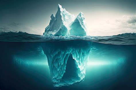 Majestuoso Iceberg Flotante Gigante Que Se Sumerge Bajo El Agua Con