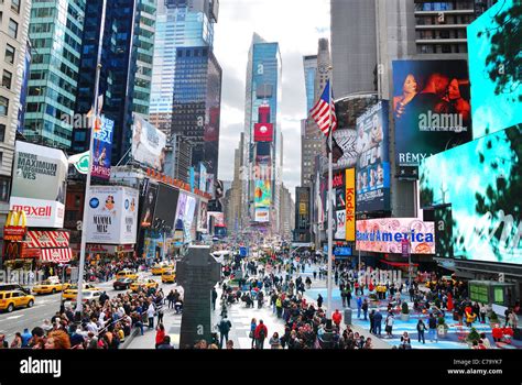 Times Square With Manhattan Midtown Street View In New York City Stock