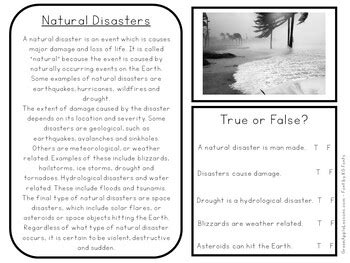 Natural Disasters Worksheet Activity Extreme Weather Reading 1st