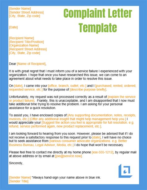 Complaint Letter Template Free Word Templates Images