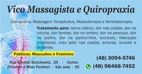 Vico Massagista E Quiropraxia São José Sc Telesapp